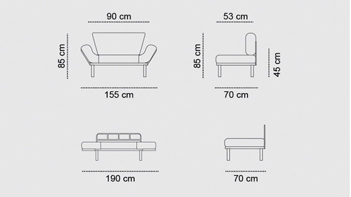 Atelier Del Sofa Nitta - Sofá-Cama de 2 Plazas Negro Atelier Del Sofa Nitta - Sofá-Cama de 2 Plazas Negro